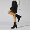 imageSHEMEE Womens Square Toe Block Heels Booties Chunky High Heeled Side Zipper Ankle Boots ShoesBlack Suede