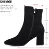 imageSHEMEE Womens Square Toe Block Heels Booties Chunky High Heeled Side Zipper Ankle Boots ShoesBlack Suede