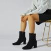 imageSHEMEE Womens Square Toe Block Heels Booties Chunky High Heeled Side Zipper Ankle Boots ShoesBlack Suede