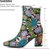 imageSHEMEE Womens Square Toe Block Heels Booties Chunky High Heeled Side Zipper Ankle Boots ShoesColor Snake