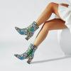 imageSHEMEE Womens Square Toe Block Heels Booties Chunky High Heeled Side Zipper Ankle Boots ShoesColor Snake