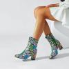 imageSHEMEE Womens Square Toe Block Heels Booties Chunky High Heeled Side Zipper Ankle Boots ShoesColor Snake