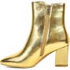 imageSHEMEE Womens Square Toe Block Heels Booties Chunky High Heeled Side Zipper Ankle Boots ShoesGold