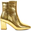imageSHEMEE Womens Square Toe Block Heels Booties Chunky High Heeled Side Zipper Ankle Boots ShoesGold