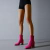 imageSHEMEE Womens Square Toe Block Heels Booties Chunky High Heeled Side Zipper Ankle Boots ShoesHot Pink