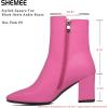 imageSHEMEE Womens Square Toe Block Heels Booties Chunky High Heeled Side Zipper Ankle Boots ShoesHot Pink