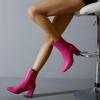 imageSHEMEE Womens Square Toe Block Heels Booties Chunky High Heeled Side Zipper Ankle Boots ShoesHot Pink