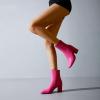 imageSHEMEE Womens Square Toe Block Heels Booties Chunky High Heeled Side Zipper Ankle Boots ShoesHot Pink