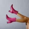 imageSHEMEE Womens Square Toe Block Heels Booties Chunky High Heeled Side Zipper Ankle Boots ShoesHot Pink