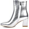 imageSHEMEE Womens Square Toe Block Heels Booties Chunky High Heeled Side Zipper Ankle Boots ShoesSilver