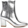 imageSHEMEE Womens Square Toe Block Heels Booties Chunky High Heeled Side Zipper Ankle Boots ShoesSilver