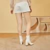imageSHEMEE Womens Square Toe Block Heels Booties Chunky High Heeled Side Zipper Ankle Boots ShoesWhite Patent