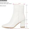 imageSHEMEE Womens Square Toe Block Heels Booties Chunky High Heeled Side Zipper Ankle Boots ShoesWhite Patent