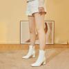 imageSHEMEE Womens Square Toe Block Heels Booties Chunky High Heeled Side Zipper Ankle Boots ShoesWhite Patent