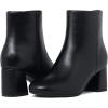 imageSHEMEE Womens Square Toe Chunky Ankle Booties Block Mid Heel Side Zipper Short BootsBlack