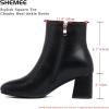 imageSHEMEE Womens Square Toe Chunky Ankle Booties Block Mid Heel Side Zipper Short BootsBlack