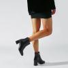 imageSHEMEE Womens Square Toe Chunky Ankle Booties Block Mid Heel Side Zipper Short BootsBlack