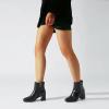 imageSHEMEE Womens Square Toe Chunky Ankle Booties Block Mid Heel Side Zipper Short BootsBlack