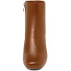 imageSHEMEE Womens Square Toe Chunky Ankle Booties Block Mid Heel Side Zipper Short BootsBrown