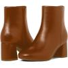imageSHEMEE Womens Square Toe Chunky Ankle Booties Block Mid Heel Side Zipper Short BootsBrown