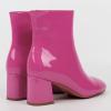 imageSHEMEE Womens Square Toe Chunky Ankle Booties Block Mid Heel Side Zipper Short BootsPink Patent