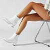 imageSHEMEE Womens Square Toe Chunky Ankle Booties Block Mid Heel Side Zipper Short BootsWhite