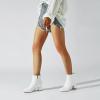 imageSHEMEE Womens Square Toe Chunky Ankle Booties Block Mid Heel Side Zipper Short BootsWhite
