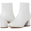 imageSHEMEE Womens Square Toe Chunky Ankle Booties Block Mid Heel Side Zipper Short BootsWhite