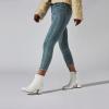 imageSHEMEE Womens Square Toe Chunky Ankle Booties Block Mid Heel Side Zipper Short BootsWhite Patent