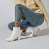imageSHEMEE Womens Square Toe Chunky Ankle Booties Block Mid Heel Side Zipper Short BootsWhite Patent