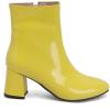 imageSHEMEE Womens Square Toe Chunky Ankle Booties Block Mid Heel Side Zipper Short BootsYellow Patent