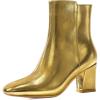 imageSHEMEE Womens Square Toe Block Heels Booties Chunky High Heeled Side Zipper Ankle Boots ShoesGold