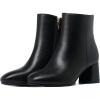 imageSHEMEE Womens Square Toe Chunky Ankle Booties Block Mid Heel Side Zipper Short BootsBlack