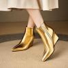 imageSHEMEE Fashion Metallic Boots for Women Wedge Heels Ankle Booties Sexy Pointy Toe High Heels ZipUp Wedding Party Dress ShoesGold Side Zip