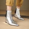 imageSHEMEE Fashion Metallic Boots for Women Wedge Heels Ankle Booties Sexy Pointy Toe High Heels ZipUp Wedding Party Dress ShoesSilver Side Zip