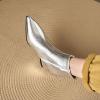 imageSHEMEE Fashion Metallic Boots for Women Wedge Heels Ankle Booties Sexy Pointy Toe High Heels ZipUp Wedding Party Dress ShoesSilver Side Zip