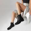 imageSHEMEE Womens Chunky Low Heels Ankle Boots Comfort Round Square Toe Lace Up Combat Boots Flats British Motorcycle Biker Boots081 Black
