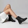 imageSHEMEE Womens Chunky Low Heels Ankle Boots Comfort Round Square Toe Lace Up Combat Boots Flats British Motorcycle Biker Boots081 Black