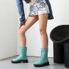imageSHEMEE Womens Chunky Low Heels Ankle Boots Comfort Round Square Toe Lace Up Combat Boots Flats British Motorcycle Biker BootsBlue