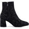 imageSHEMEE Womens Sequin Glitter Chunky Heel Booties Square Toe Sparkly Ankle Boots Mid Block Heels Wedding Bride Party ShoesBlack1