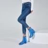 imageSHEMEE Womens Sequin Glitter Chunky Heel Booties Square Toe Sparkly Ankle Boots Mid Block Heels Wedding Bride Party ShoesBlue1