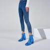 imageSHEMEE Womens Sequin Glitter Chunky Heel Booties Square Toe Sparkly Ankle Boots Mid Block Heels Wedding Bride Party ShoesBlue1