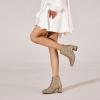 imageSHEMEE Womens Sequin Glitter Chunky Heel Booties Square Toe Sparkly Ankle Boots Mid Block Heels Wedding Bride Party ShoesGold