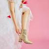 imageSHEMEE Womens Sequin Glitter Chunky Heel Booties Square Toe Sparkly Ankle Boots Mid Block Heels Wedding Bride Party ShoesGold1