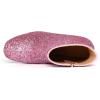 imageSHEMEE Womens Sequin Glitter Chunky Heel Booties Square Toe Sparkly Ankle Boots Mid Block Heels Wedding Bride Party ShoesHot Pink1