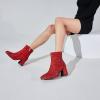 imageSHEMEE Womens Sequin Glitter Chunky Heel Booties Square Toe Sparkly Ankle Boots Mid Block Heels Wedding Bride Party ShoesRed1