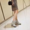 imageSHEMEE Womens Sequin Glitter Chunky Heel Booties Square Toe Sparkly Ankle Boots Mid Block Heels Wedding Bride Party ShoesSilver