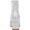 imageSHEMEE Womens Sequin Glitter Chunky Heel Booties Square Toe Sparkly Ankle Boots Mid Block Heels Wedding Bride Party ShoesSilver Rhinestone