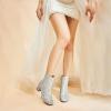 imageSHEMEE Womens Sequin Glitter Chunky Heel Booties Square Toe Sparkly Ankle Boots Mid Block Heels Wedding Bride Party ShoesSilver1