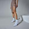 imageSHEMEE Womens Sequin Glitter Chunky Heel Booties Square Toe Sparkly Ankle Boots Mid Block Heels Wedding Bride Party ShoesWhite1
